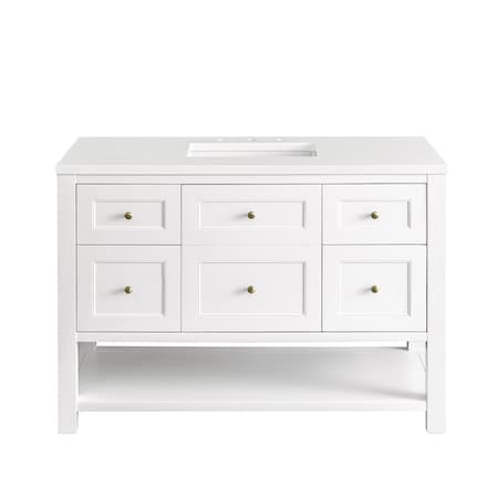 James Martin Vanities Breckenridge 48in Single Vanity, Bright White w/ 3 CM White Zeus Top 330-V48-BW-3WZ